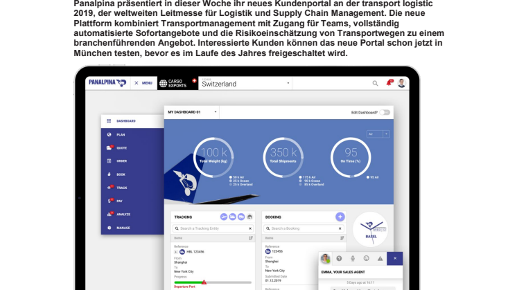 Neues Panalpina Kundenportal zeigt die Zukunft des digitalen Supply Chain Managements an der Logistikmesse in München