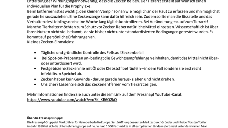 Fressnapf-Tierratgeber 06/2018: Die Zecken sind los
