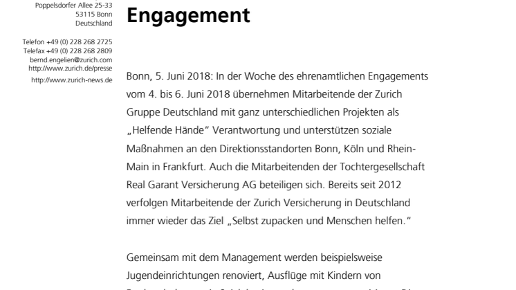Zurich Versicherung: Mitarbeiter zeigen soziales Engagement