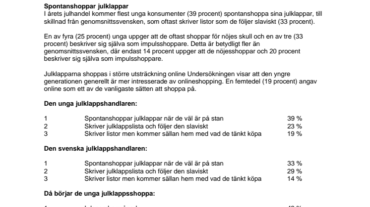De unga spenderar mest i julhandeln
