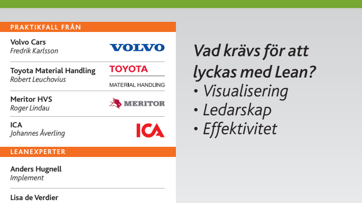 Lean distribution och lagerstyrning. Konferens i Stockholm 22-23 mars 2012
