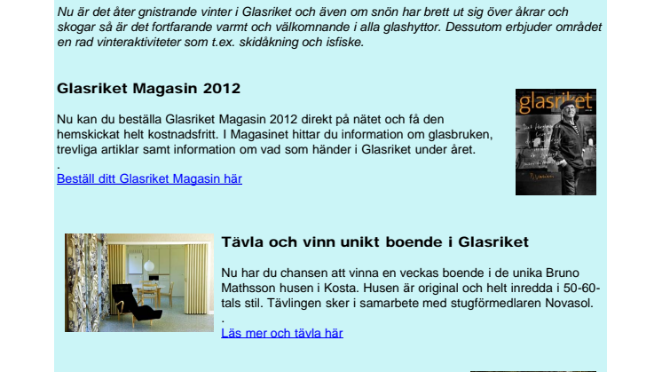 Glasrikets Nyhetsbrev februari 2012