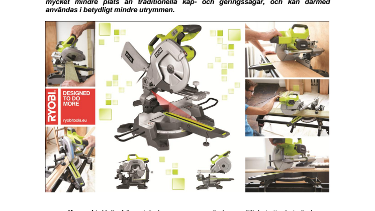Ny kompakt och utdragbar kap- och geringssåg från Ryobi®
