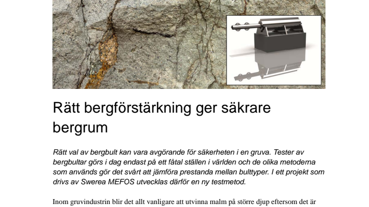 Rätt bergförstärkning ger säkrare bergrum