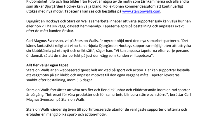 Djurgården Hockey nu som tapetkollektion