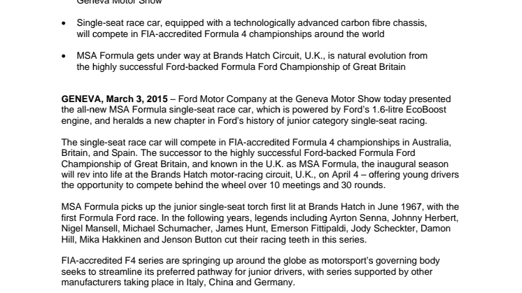 Ford MSA Race Car - Genève Motor Show
