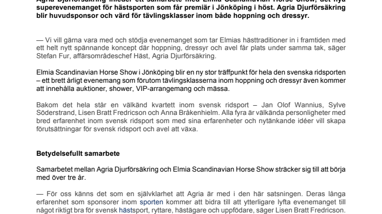 ​Tung sponsor knyts till hästevenemang