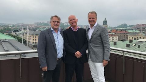 På bilden från vänster Göran Joneskär, Klövern, Nils Andreasson, Åby Travet och Peter Wanderydz, Artexis Easyfairs.