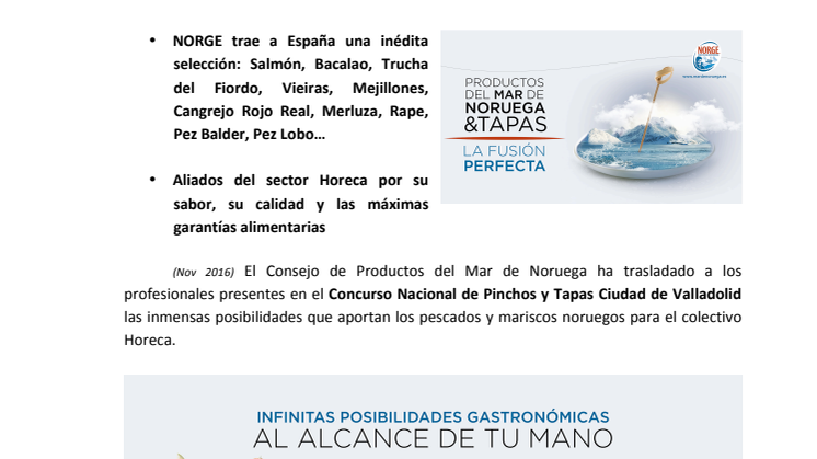 Los Productos del Mar de Noruega muestran su potencial para los profesionales del pincho y la tapa