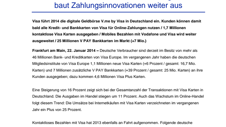 Visa Deutschland wächst zweistellig und baut Zahlungsinnovationen weiter aus 