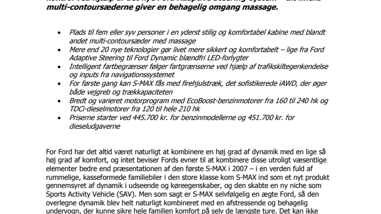 Ny Ford S-MAX: wellness på hjul 
