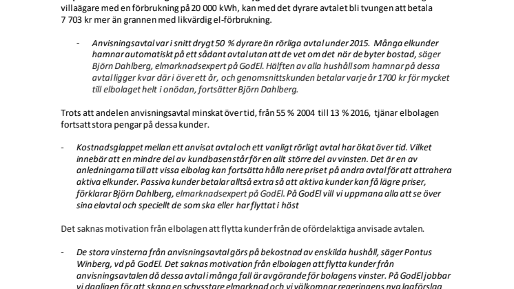 600 000 hushåll betalar nästan 1 miljard för mycket med anvisade elavtal