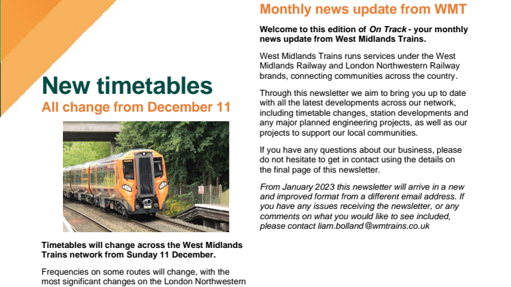 On Track - Stakeholder Newsletter - December 2022