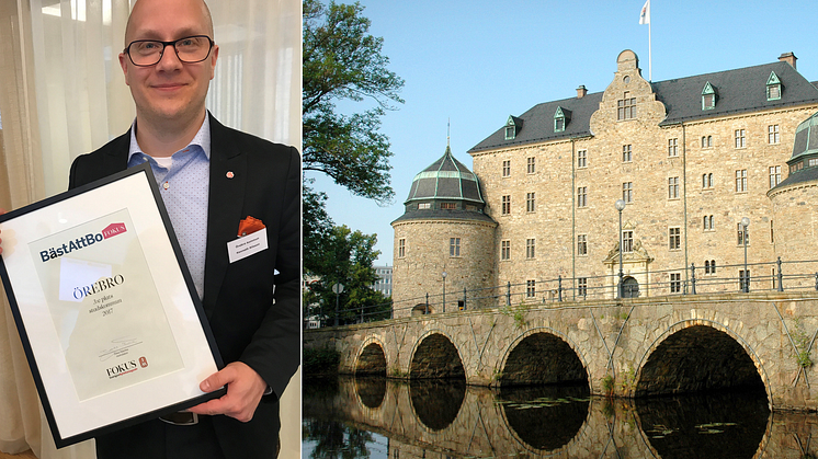 Kommunstyrelsens ordf Kenneth Nilsson (S) med diplom för Örebros placering som tredje bästa stadskommun