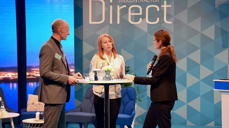 Centerpartiets partiledare Annie Lööf besökte Elmia Subcontractor under torsdagen och frågades ut på scen av Bengt Spjuth och Linda von Essen Sylvén.