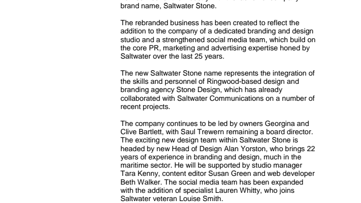 Saltwater Stone: Saltwater Communications Rebrands as Saltwater Stone with Launch of New Services for Maritime Clients