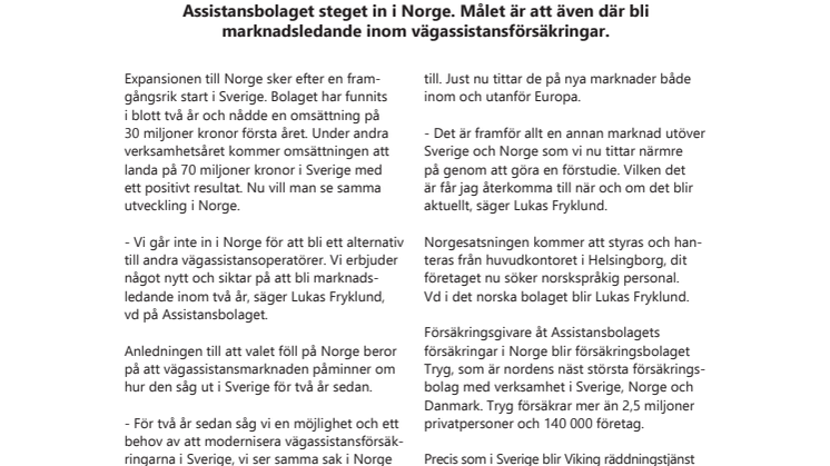 Assistanstansbolaget expanderar till nytt land