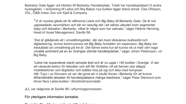 Lekia och Big Baby öppnar i Barkarby Gate