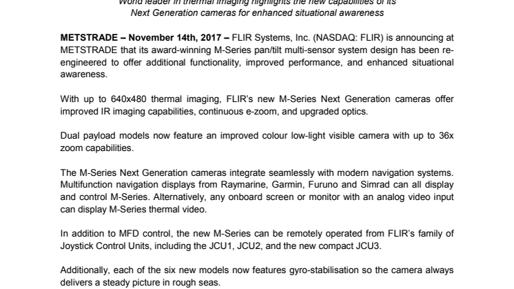FLIR: METSTRADE Press Kit - Press Release #2