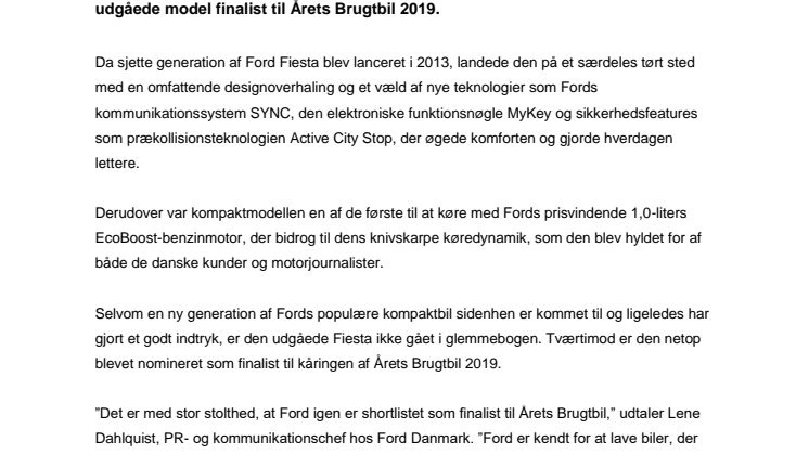 Ford Fiesta finalist til Årets Brugtbil 2019