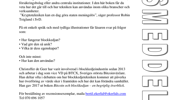 Ny bok: Blockkedjan - så fungerar den, så använder du den