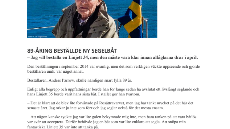 89-åring beställde ny segelbåt