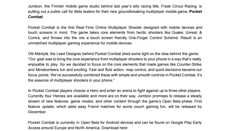 Real-Time Multiplayer Shooter for Mobile Needs Beta Testers!