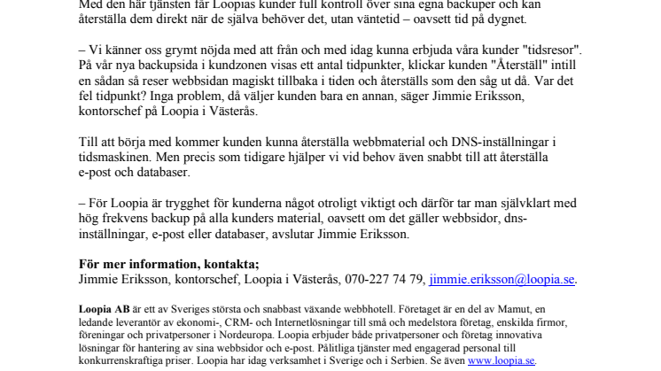 Återställ din webbsida i Loopias tidsmaskin