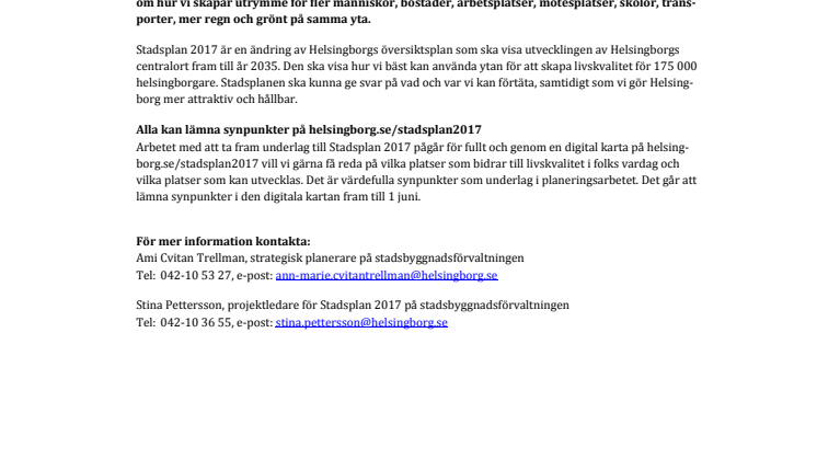 ​Tyck om Helsingborg på webben inför Stadsplan 2017