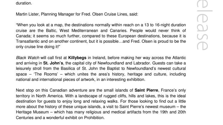 Experience ‘Rugged & Rural Canada’ on a  Fred. Olsen ex-UK cruise in just 16-nights 