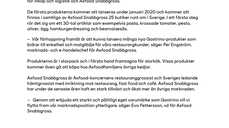 Gastrino – nytt eget varumärke för storkök