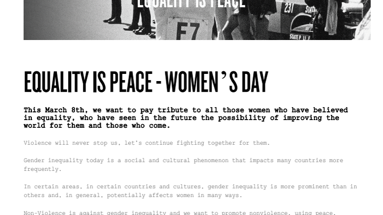 Equality is Peace - International Women's Day