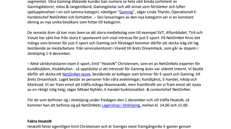 NetOnNet ökar tempen på sin Gaming-satsning och drar på LAN