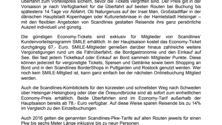 Zum Schnäppchenpreis mit Scandlines nach Skandinavien