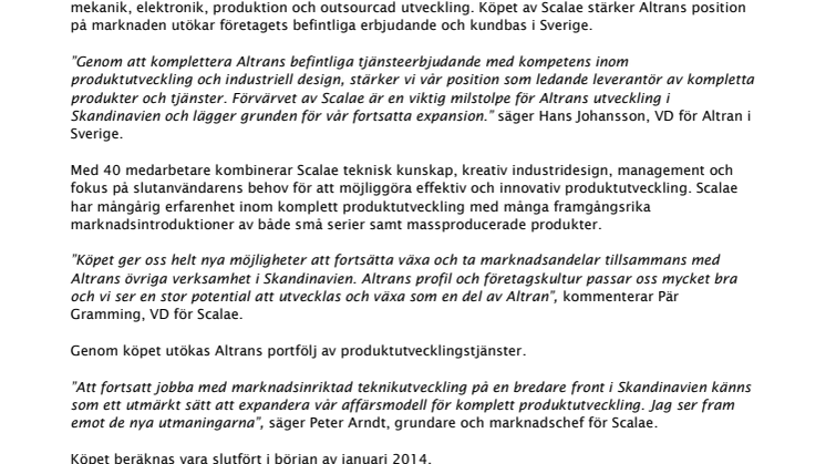 Altran expanderar i Sverige