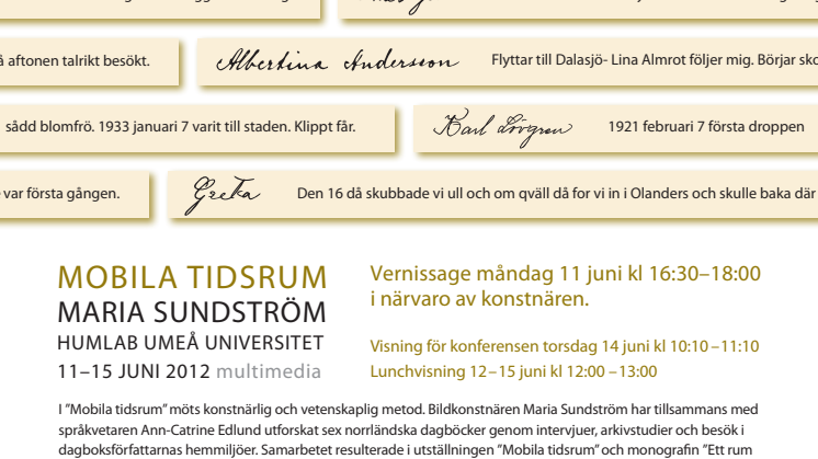 Vernissage HUMlab, Umeå universitet: "Mobila tidsrum" av Maria Sundström