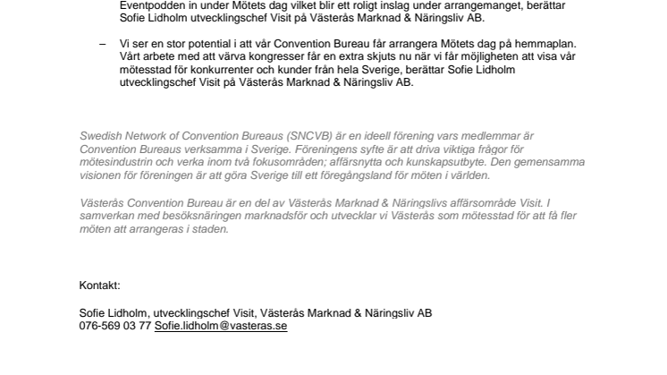 Sveriges största mötesarrangörer träffas i Västerås för att speeddejta svenska destinationer