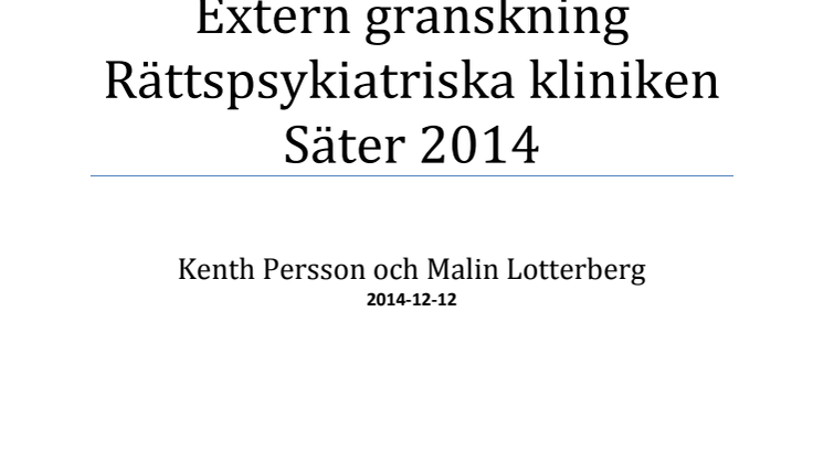 Rapport extern granskning RPK Säter 2014