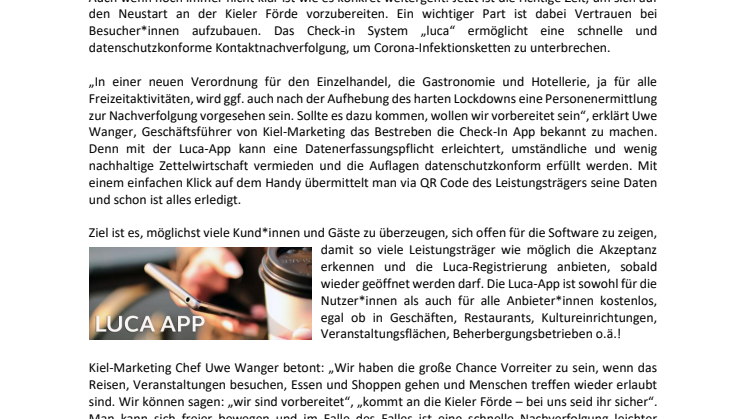 Luca App erleichtert zukünftig den Besuch im Restaurant, Hotel oder auf Veranstaltungen