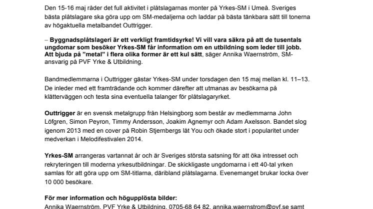 Yrkes-SM 2014: Mer ”metal” i plåtslagarmontern - med OUTTRIGGER