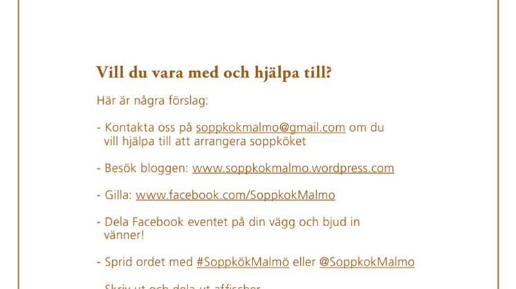 Folder från Soppkök Malmö