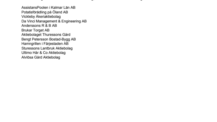 Företagen bakom Bästa Tillväxt 2010 i Mörbylånga kommun.