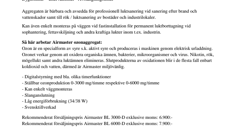 Airmaster BL 3000-D och 6000-D nu med digital styrning! 