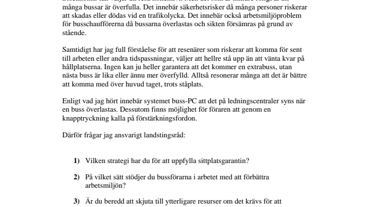 Interpellation om SL:s sittplatsgaranti (MP)