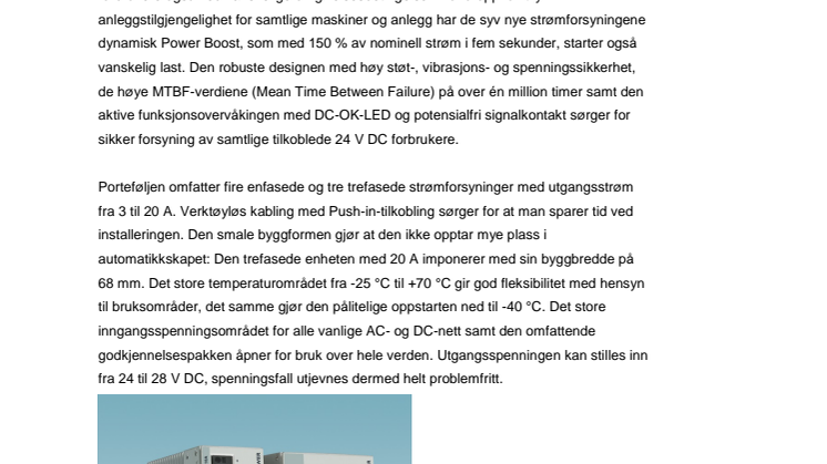 Nye strømforsyninger for maskinteknikk