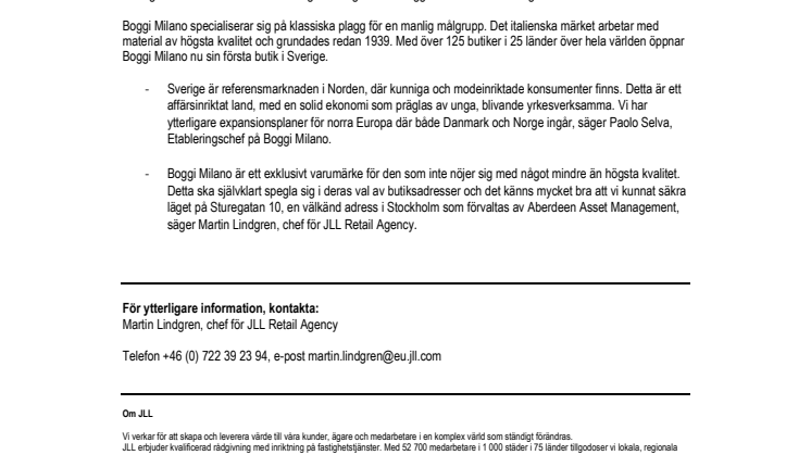Italienska modehuset Boggi Milano öppnar dörrarna i Stockholm
