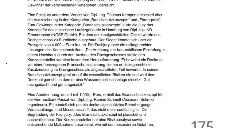 FeuerTRUTZ verleiht Auszeichnung „Brandschutz des Jahres 2016“