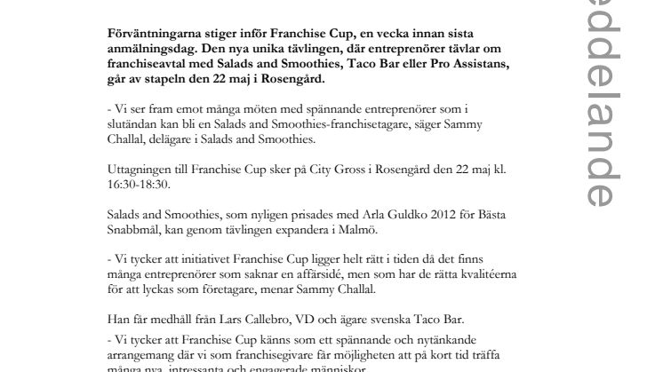 Förväntningarna stiger inför Franchise Cup