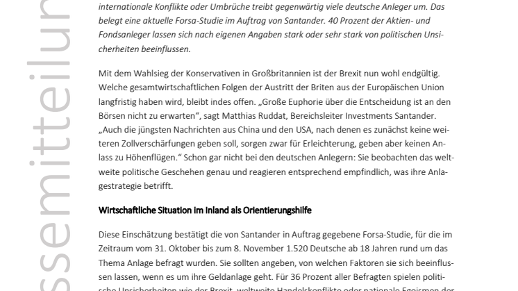 Studie: Anleger lassen sich von politischen Unsicherheiten wie dem Brexit stark beeinflussen