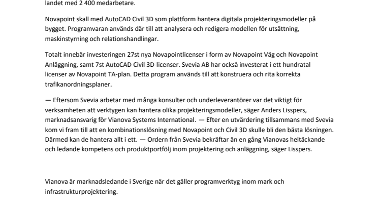 Vianova stärker sin ledande position i Sverige
